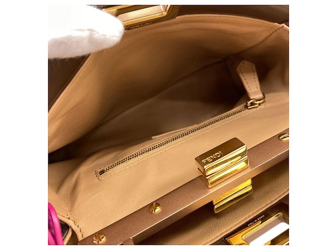 Borsa Fendi Peekaboo Mini 2-Way Marrone Rosa - vista 6