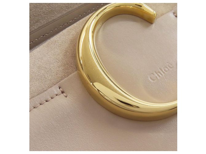 Chloé C Logo Tote Bag aus grauem Leder - Ansicht 11