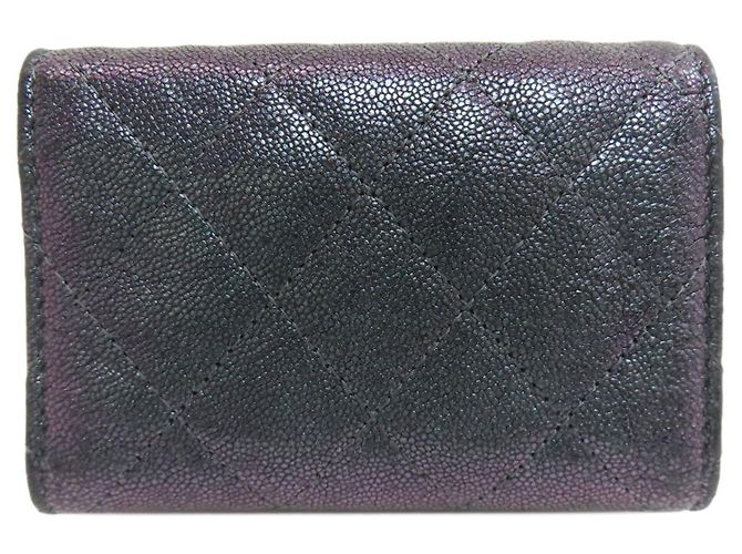 Cartera tríptico Matelassé Coco Mark de Chanel Negro Púrpura Metálico - vista 2