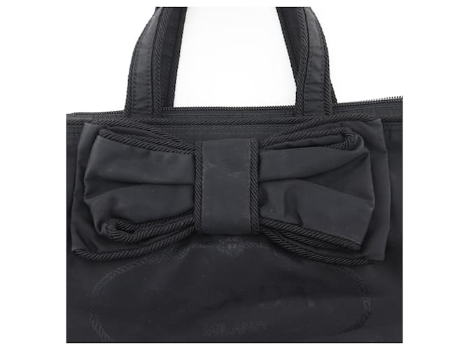 Borsa a mano Prada PRADA Logo Ribbon Nero - vista 11