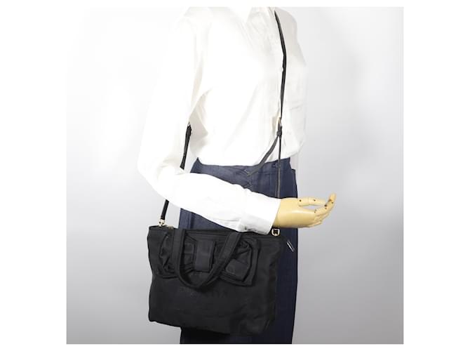 Borsa a mano Prada PRADA Logo Ribbon Nero - vista 17