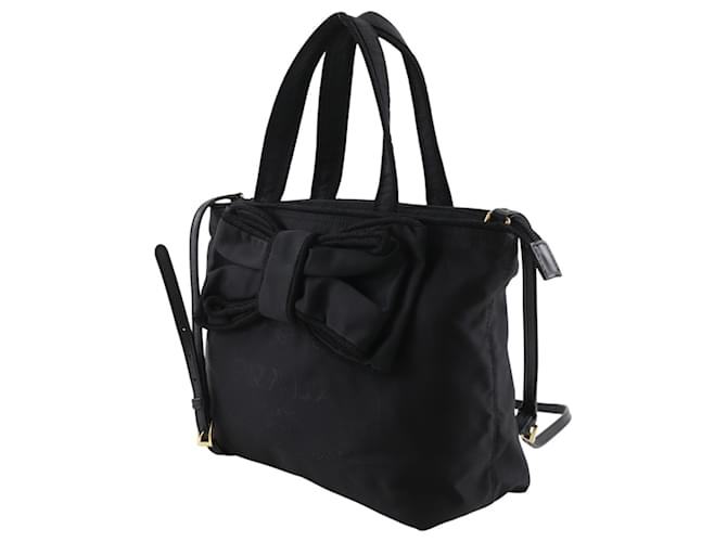 Borsa a mano Prada PRADA Logo Ribbon Nero - vista 2