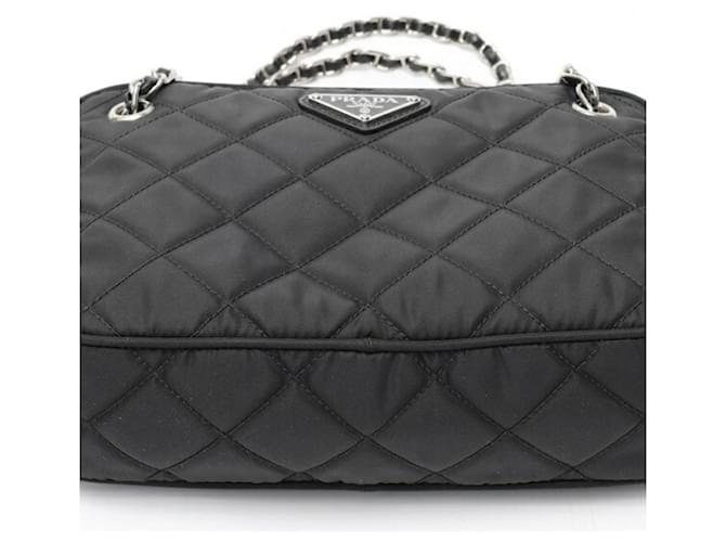 Prada gesteppte Nylon-Schultertasche Schwarz - Ansicht 4