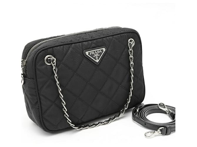 Prada gesteppte Nylon-Schultertasche Schwarz - Ansicht 8
