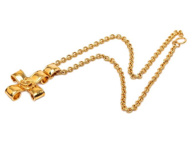 Chanel Vintage Coco Mark Motiv Kreuz Halskette Golden - Ansicht 3