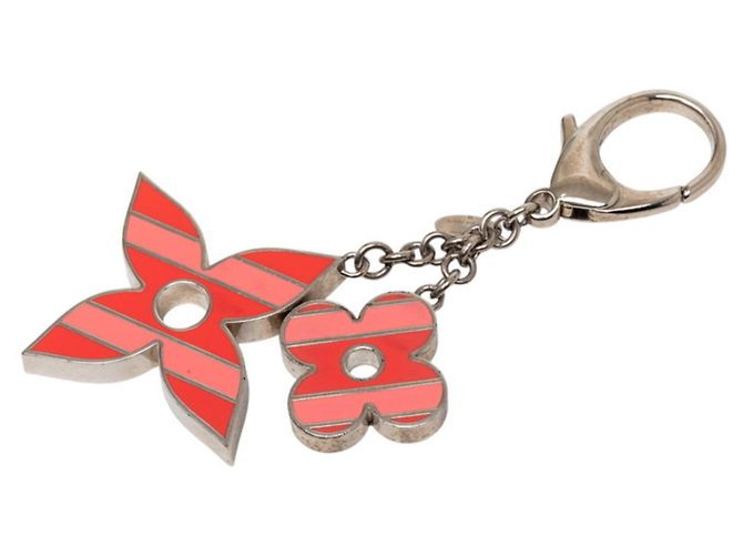 Portachiavi Monogram Flower di Louis Vuitton Argento Rosa Rosso - vista 2