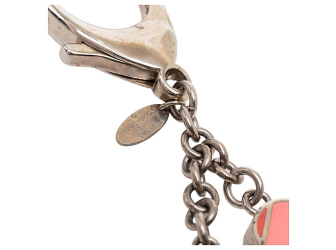 Portachiavi Monogram Flower di Louis Vuitton Argento Rosa Rosso - vista 3