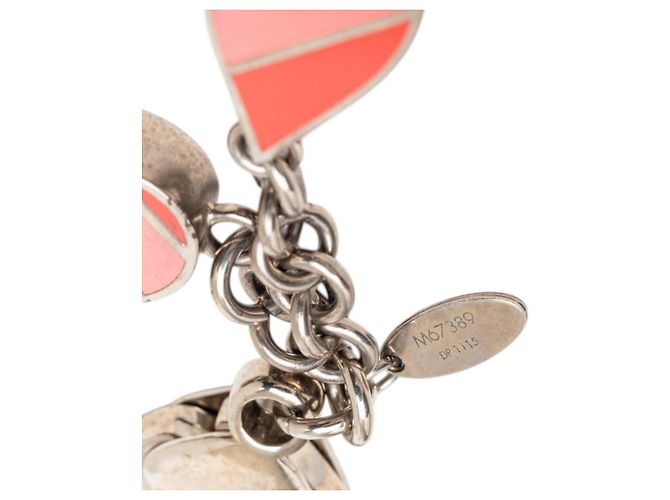 Portachiavi Monogram Flower di Louis Vuitton Argento Rosa Rosso - vista 4