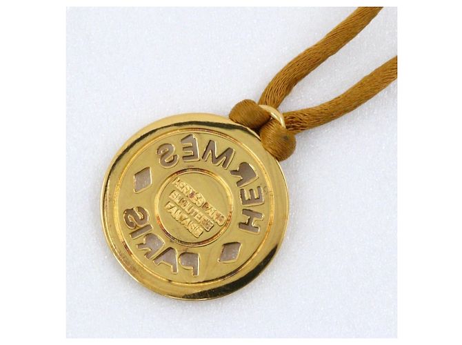 Hermès Colar Hermes Sellier banhado a ouro e couro - vista 3