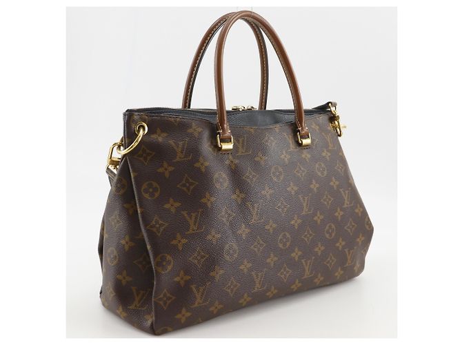 Borsa Louis Vuitton Pallas MM Marrone Nero Monogramma - vista 3
