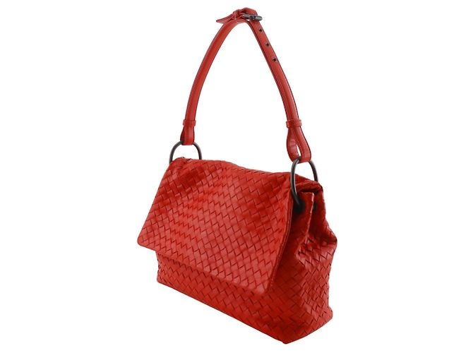 Borsa a Spalla Bottega Veneta Intrecciato Rosso - vista 2