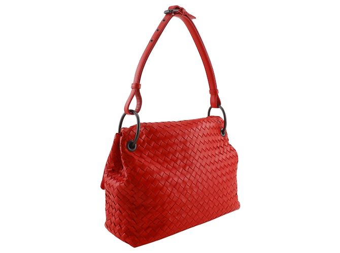Borsa a Spalla Bottega Veneta Intrecciato Rosso - vista 3