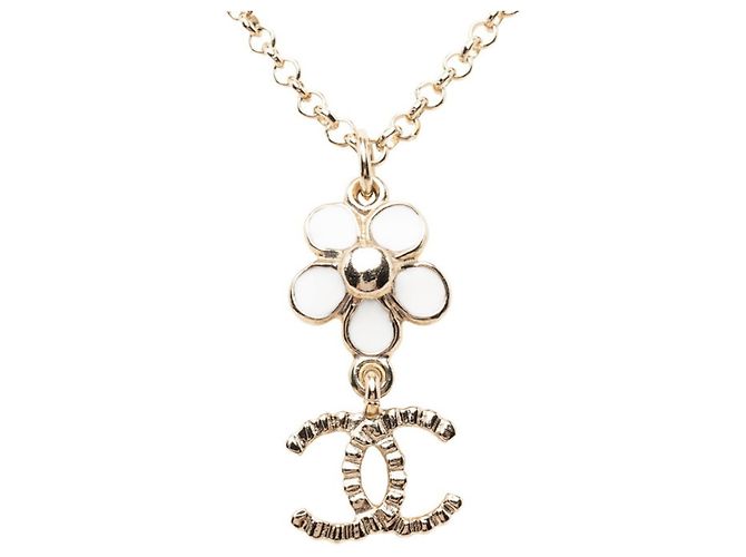 Collana Chanel Coco Mark Motif Fiore Nero Bianco D'oro - vista 2