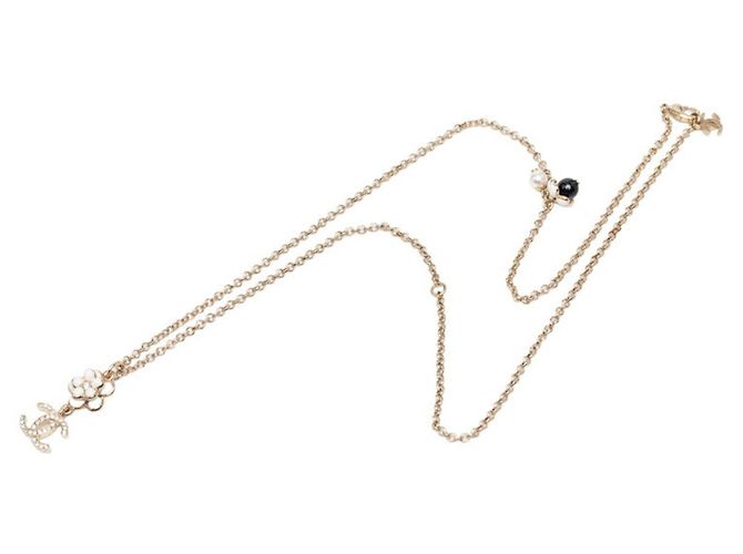 Collana Chanel Coco Mark Motif Fiore Nero Bianco D'oro - vista 3