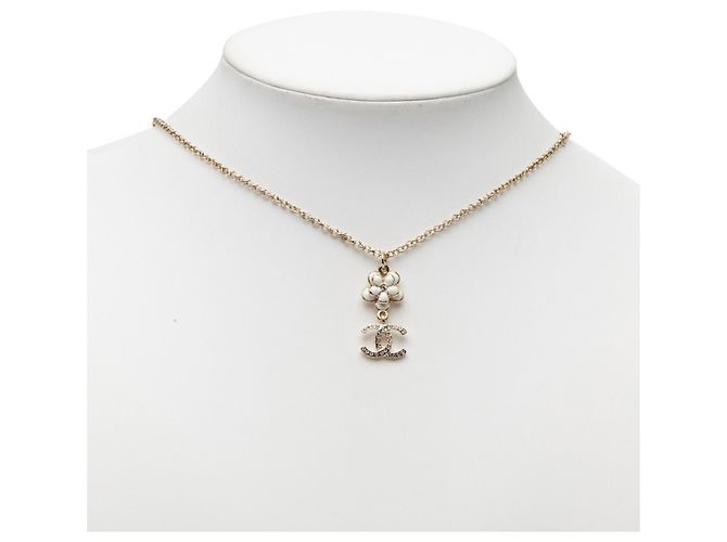 Collana Chanel Coco Mark Motif Fiore Nero Bianco D'oro - vista 5