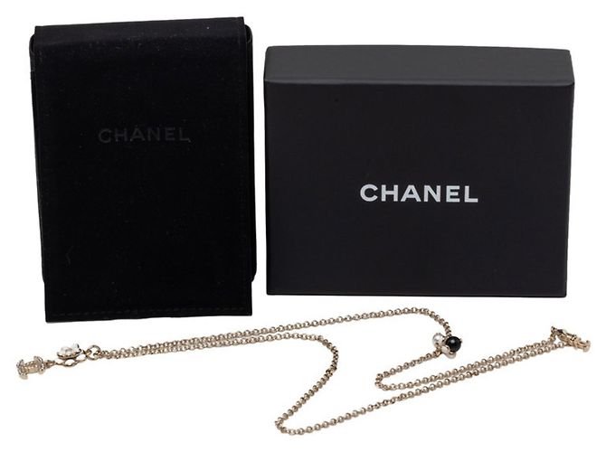 Collana Chanel Coco Mark Motif Fiore Nero Bianco D'oro - vista 6