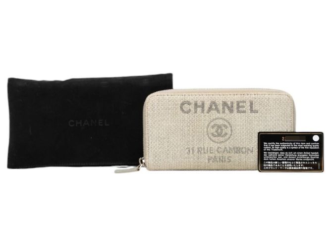 Cartera larga Chanel Deauville Line en tweed gris - vista 10