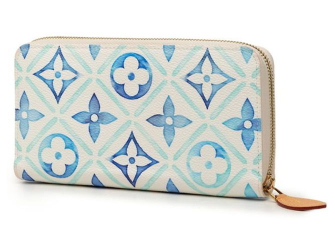 Louis Vuitton Monogram Tile Zippy Geldbörse Weiß Blau - Ansicht 2