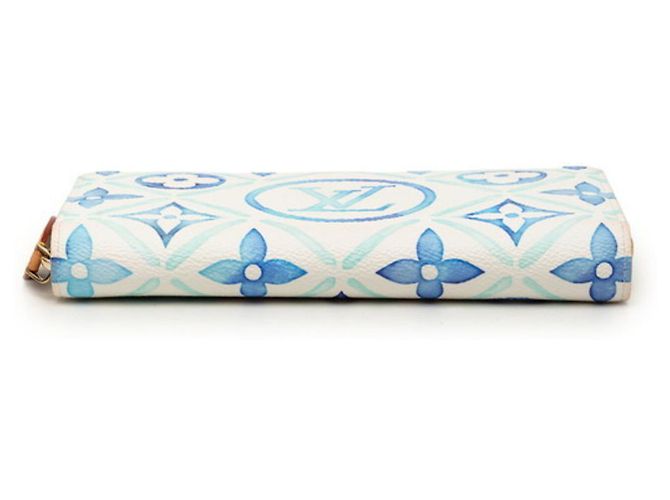 Louis Vuitton Monogram Tile Zippy Geldbörse Weiß Blau - Ansicht 3