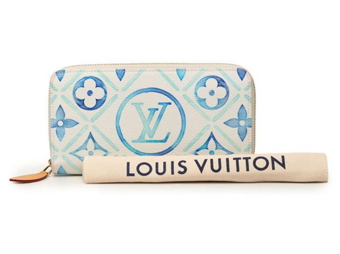 Louis Vuitton Monogram Tile Zippy Geldbörse Weiß Blau - Ansicht 6