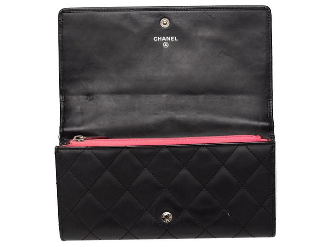 Portafoglio lungo bi-fold Chanel Coco Mark Cambon Nero Rosa - vista 4