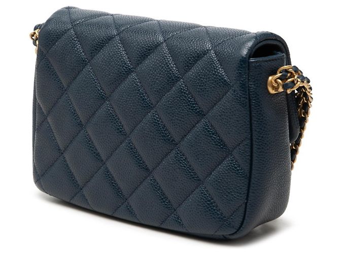 Borsa a tracolla Chanel Matelassé Coco Mark Crossbody Chain Blu navy - vista 2