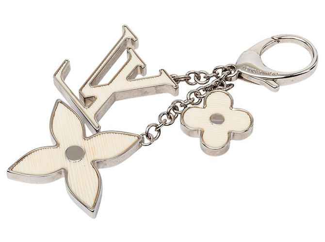 Louis Vuitton Bijou Sac Fleur de Epi Accessorio Portachiavi Argento Bianco - vista 2