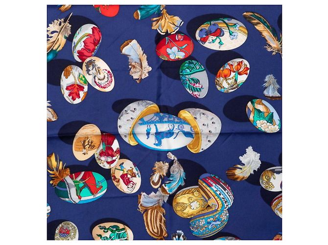 Hermès Hermes Carre 90 Couvee d’Hermes Egg Scarf Multicolore Blu navy - vista 2