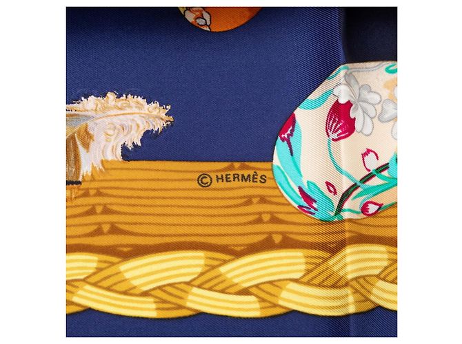 Hermès Hermes Carre 90 Couvee d’Hermes Egg Scarf Multicolore Blu navy - vista 4