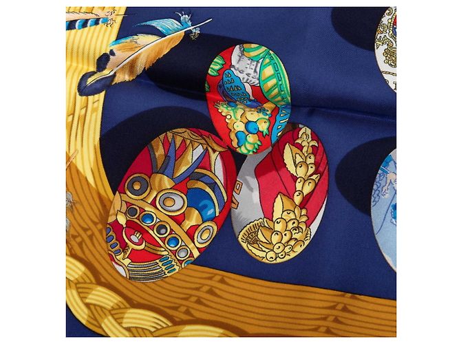 Hermès Hermes Carre 90 Couvee d’Hermes Egg Scarf Multicolore Blu navy - vista 7