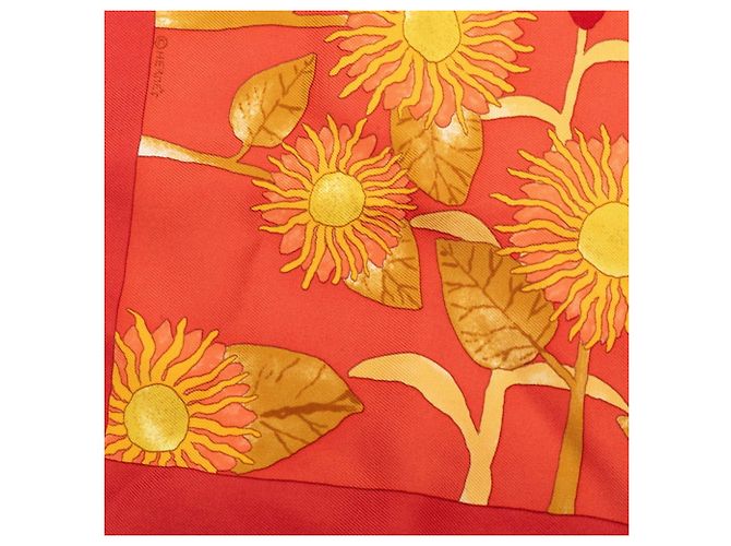 Hermès Hermes Carre 40 TOURNE SOLS Sunflower Scarf Arancione Giallo - vista 2