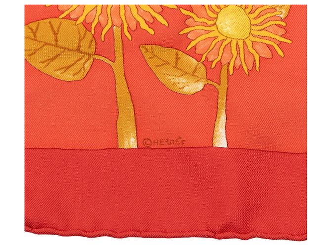 Hermès Hermes Carre 40 TOURNE SOLS Sunflower Scarf Arancione Giallo - vista 3