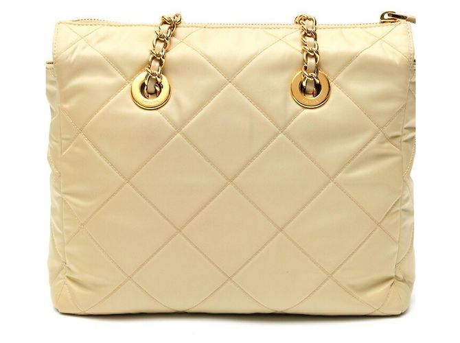 Borsa Tote con Catena Prada Re-Edition 1995 Beige - vista 3