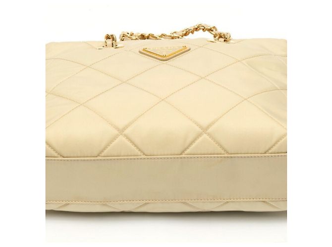 Borsa Tote con Catena Prada Re-Edition 1995 Beige - vista 4