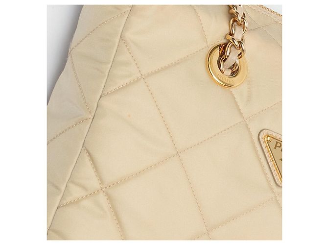 Borsa Tote con Catena Prada Re-Edition 1995 Beige - vista 5