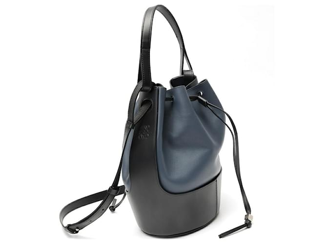 Borsa a Spalla Loewe Balloon Medium Nero Blu - vista 2