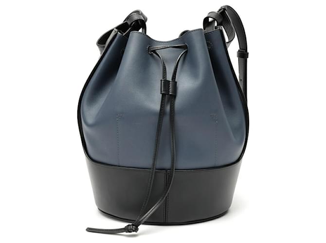 Borsa a Spalla Loewe Balloon Medium Nero Blu - vista 3