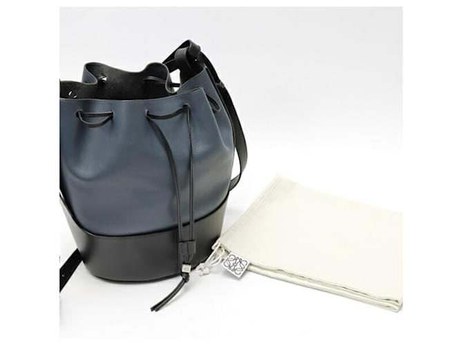 Borsa a Spalla Loewe Balloon Medium Nero Blu - vista 8