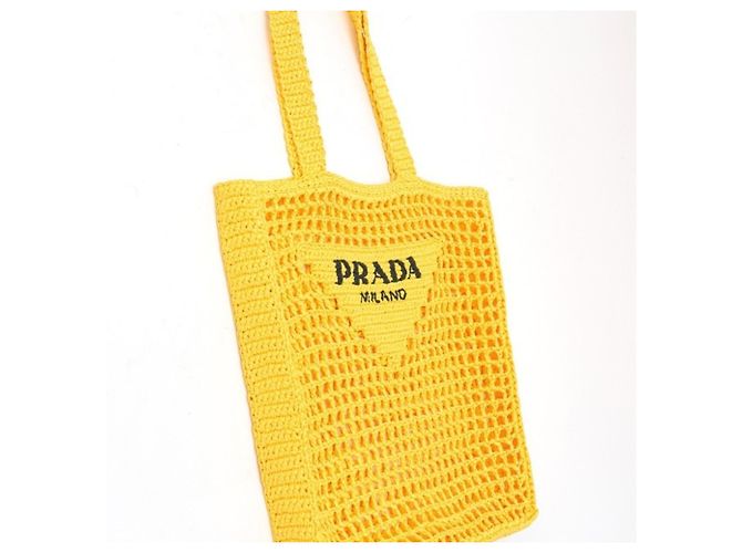 Borsa Tote in crochet giallo Prada - vista 2