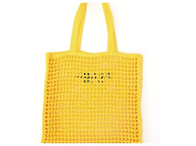 Borsa Tote in crochet giallo Prada - vista 3