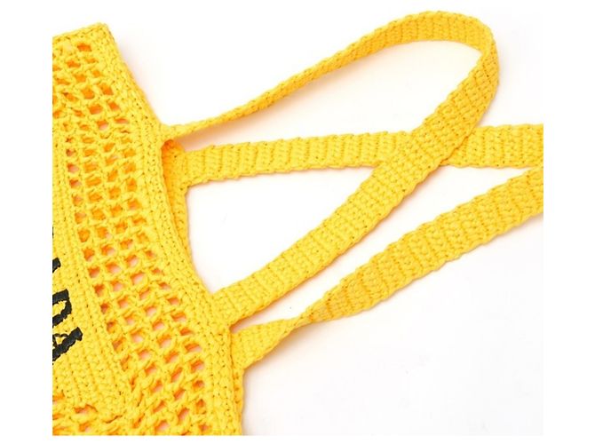 Borsa Tote in crochet giallo Prada - vista 5
