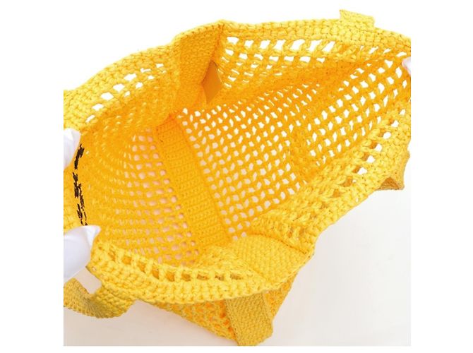 Borsa Tote in crochet giallo Prada - vista 6