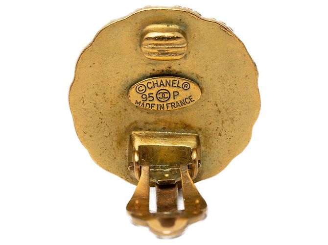 Orecchini tondi vintage Chanel Coco Mark Golden - Ansicht 3