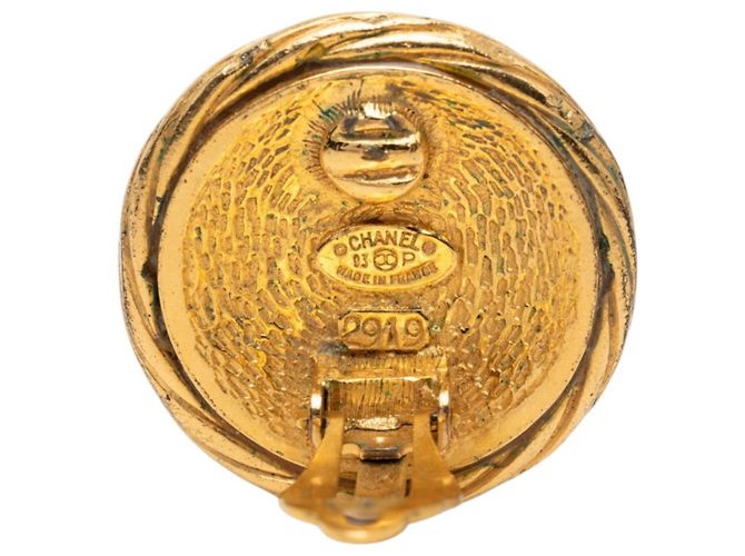 Orecchini a clip rotondi Chanel Coco Mark Vintage D'oro - vista 3