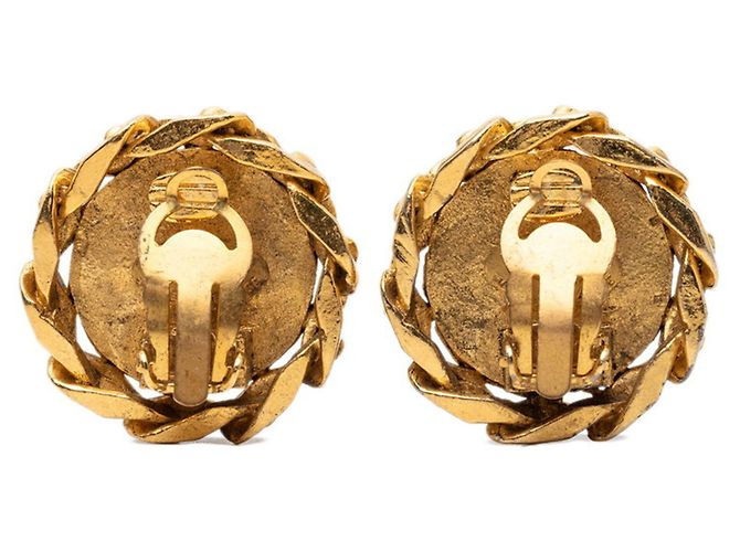 Orecchini a clip rotondi con motivo a catena Coco Mark Chanel D'oro - vista 2