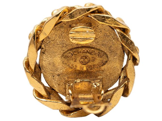 Orecchini a clip rotondi con motivo a catena Coco Mark Chanel D'oro - vista 3