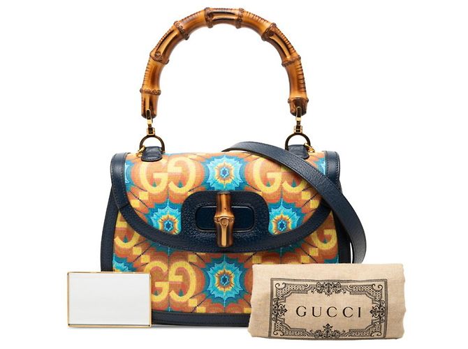 Borsa a mano/Borsa a tracolla Gucci Bamboo 1947 Multicolore Blu navy - vista 6