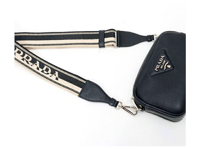 Borsa a tracolla in pelle morbida Vitello Daino Prada Nero - vista 2