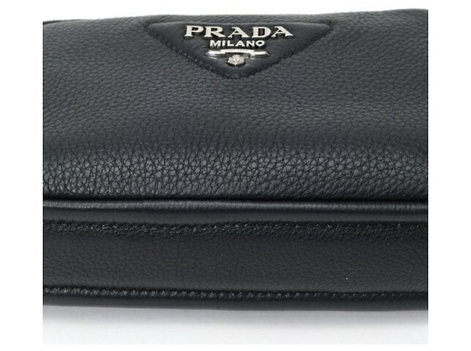 Borsa a tracolla in pelle morbida Vitello Daino Prada Nero - vista 4