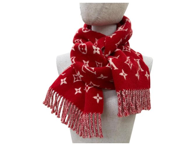 Sciarpa Stole in Lana e Cashmere con Frange Louis Vuitton x Supreme Rosso - vista 3